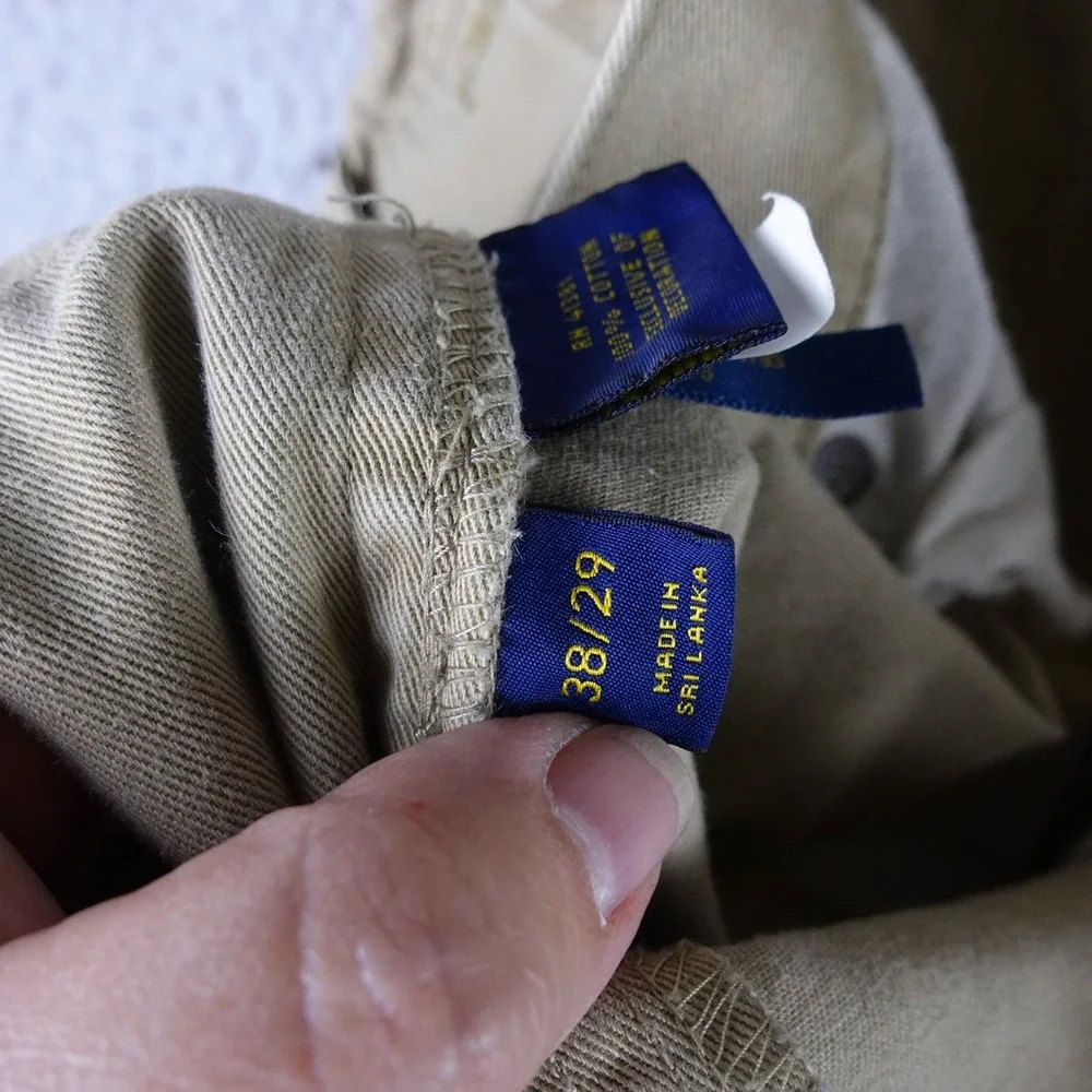 Polo Ralph Lauren Mens Tan Khaki Cotton Twill Straight Leg Pants 38x29‎